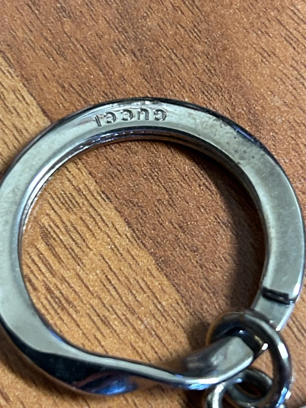 Gucci Black Leather and Gold-Tone Metal Keyring